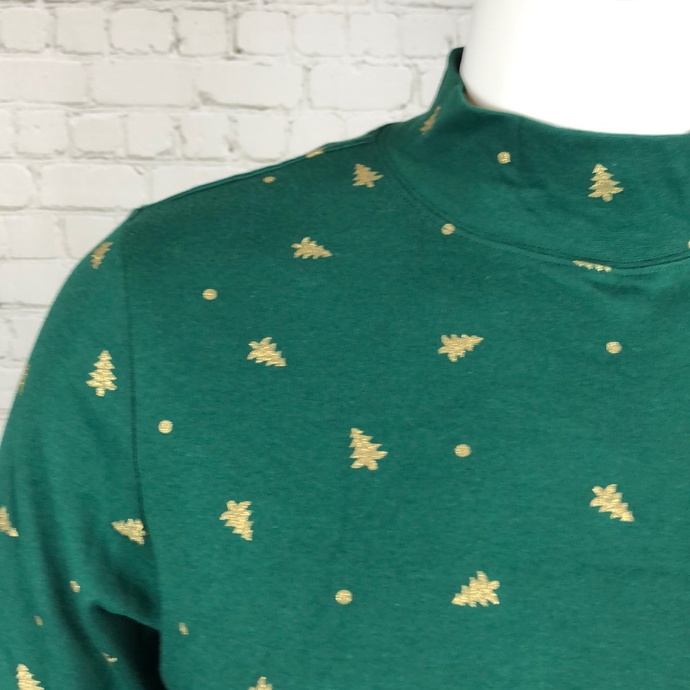 0X 1X 2X Christmas Tree Green & Gold Mock Turtleneck Top X-Mas Plus Size - Picture 5 of 5